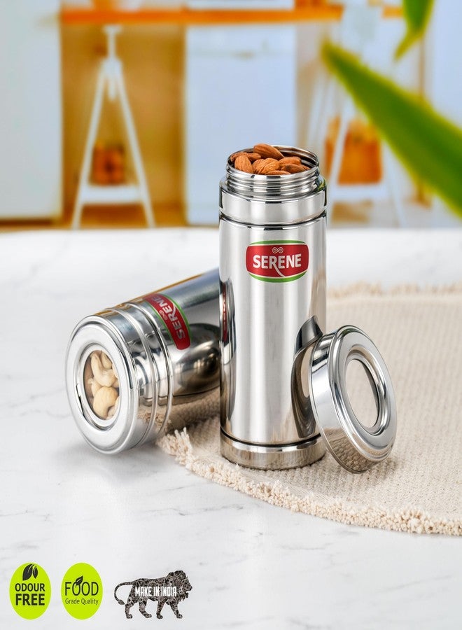 Serene 9103 Stainless Steel Top See-Through Transparent Container | Transparent Lid | Airtight Steel Containers | Multipurpose Kitchen Storage for Spices, Snacks & More | 550 ML Each | 2 Pcs - Image 4